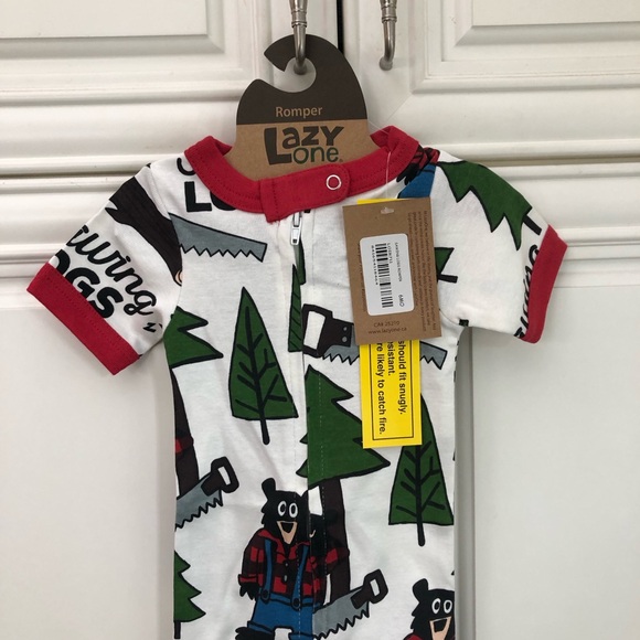 NWT LAZY One Sawing Logs Infant Romper - Picture 4 of 11
